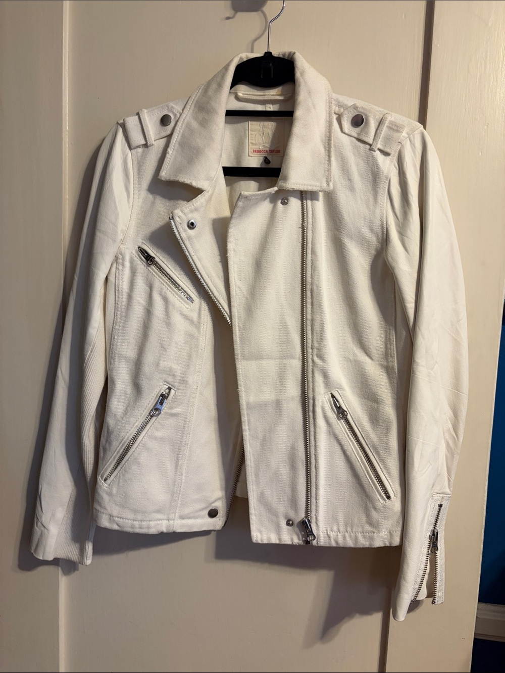 Rebecca Taylor White Moto Jacket